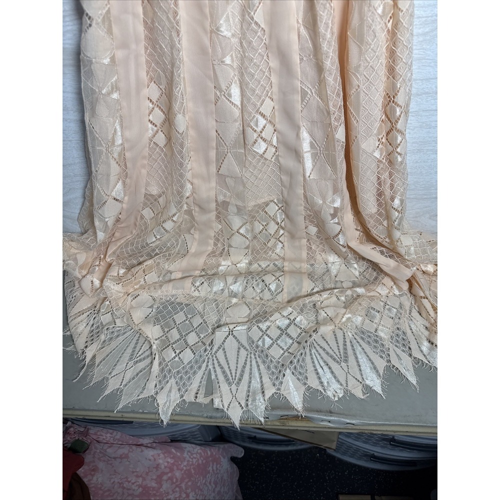 FOXEIDOX cream dress Intricate Lace Detailing High Neckline Sz Small - Picture 10 of 15